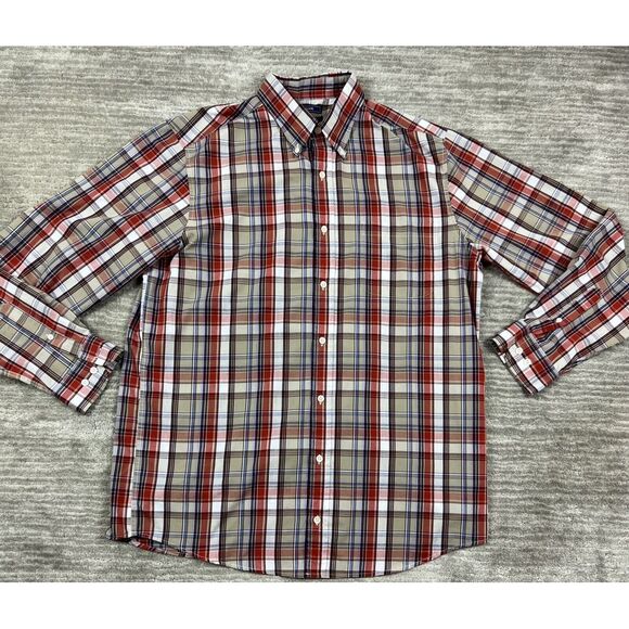 Saddlebred Shirt Mens Large‎ Tall LT Multicolor Plaid Easy Care Short Sleeve - Picture 1 of 12